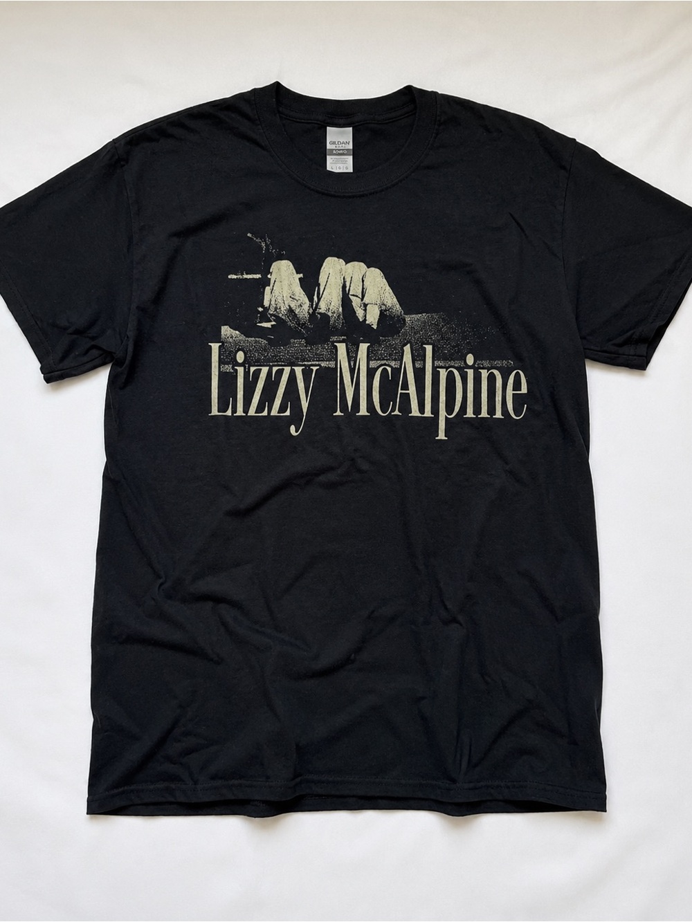 Gildan Black Lizzy McAlpine Graphic Tee - Pale Cream Print